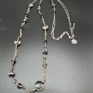 Elegant Silver and Black Beaded Necklace